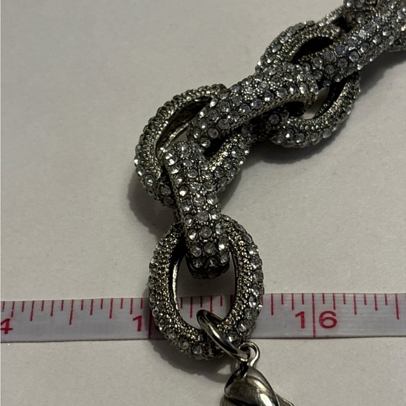 Silver Tone Chunky Link Pave Crystal Bracelet 7-1/2” + 1” - Picture 8 of 8